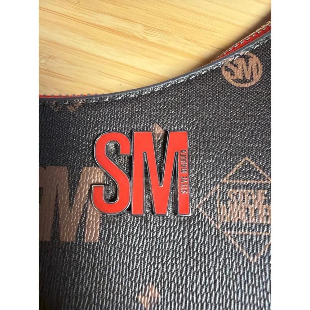 Steve Madden SM Monogram Shoulder Bag Red Trim Star Pouch‎ Y2K